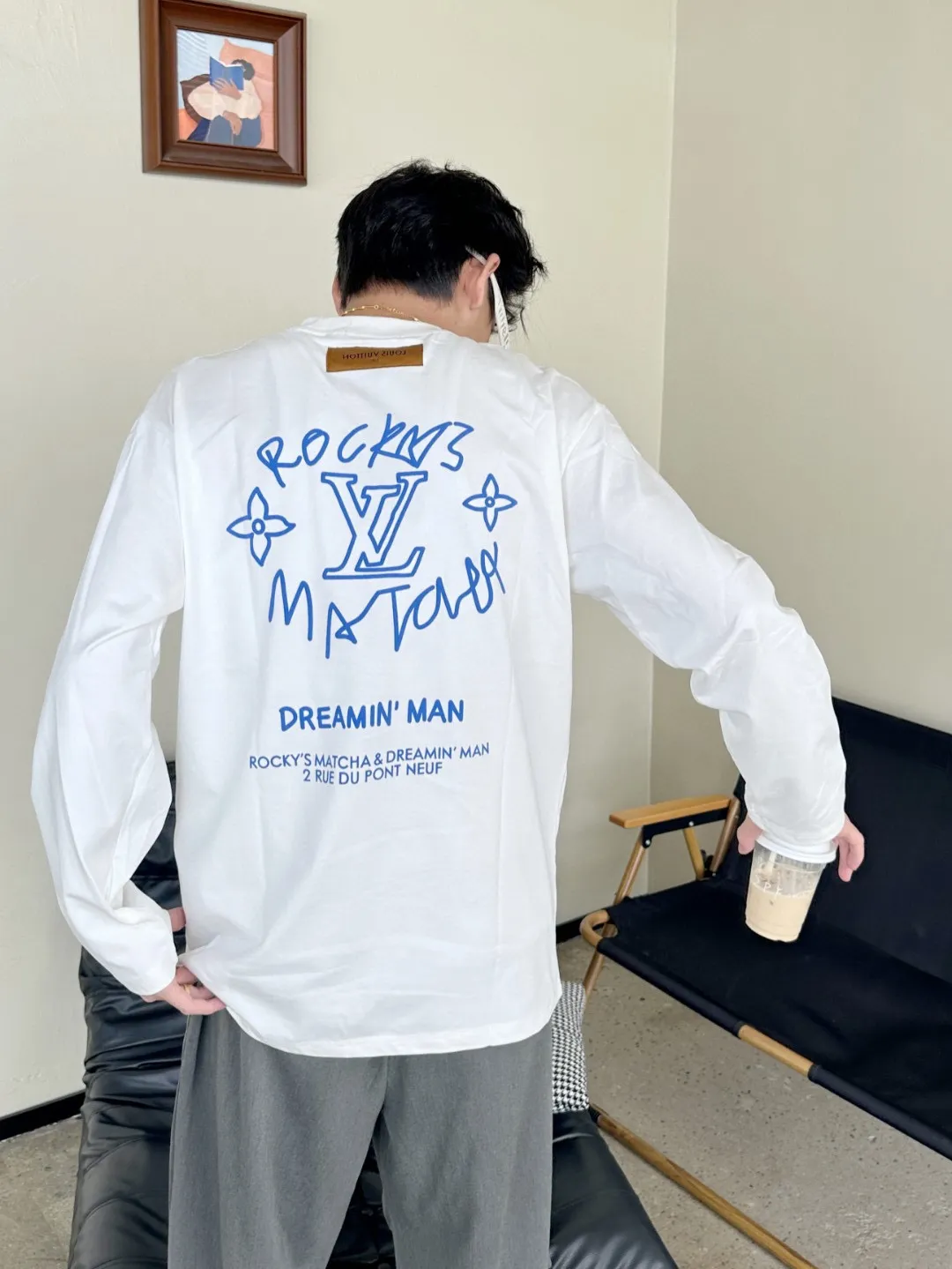 Louis Vuitton/Louis Vuitton 25Fw Dreamer graffiti slogan new flower long-sleeved T-shirt